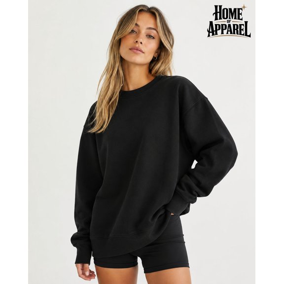 Garment Dyed 16 oz Unisex Heavyweight Cotton Terry Crewneck Oversized Sweatshirt – Premium Pullover with Ribbed Cuffs