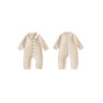 thumbnail image 2 of Cjfdfy Newborn Baby Boy Girl Fall Outfit Jumpsuit Collared Long Sleeve Button-down Pocket Solid Fall Romper Infant Crinkled Jumpsuit Soft Coming Home Fall Winter Outfit, 2 of 6