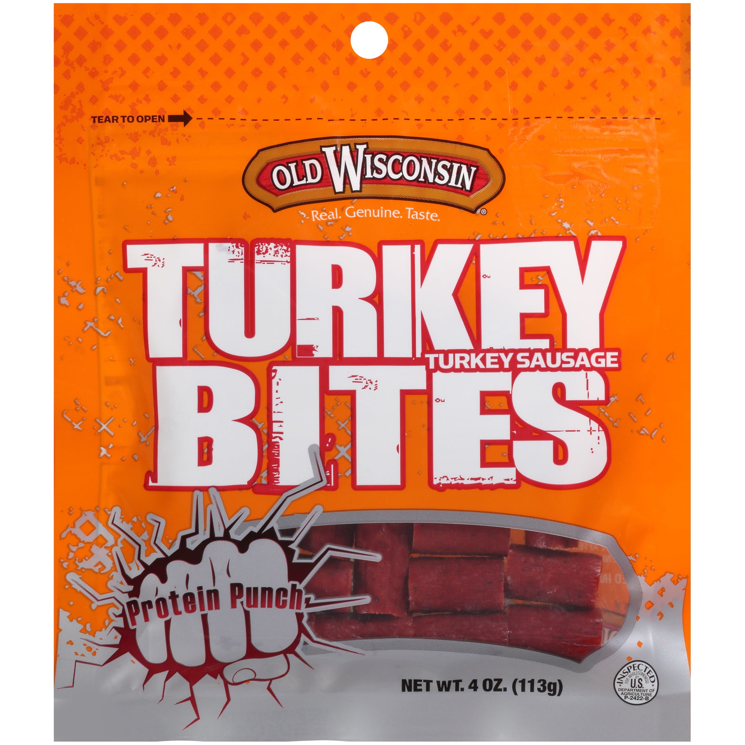 Old Wisconsin Turkey Bites Turkey Sausage Snacks 4 oz. Pouch