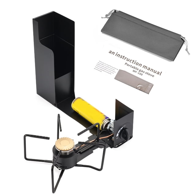 TFixol Réchaud de Camping Pliable Compact avec Flamme Réglable, Brûleur à Gaz Portable 2400W pour Cuisine Extérieure, Randonnée et Pique-Niques, Inclut Sac de Transport, Options Noir/bleu