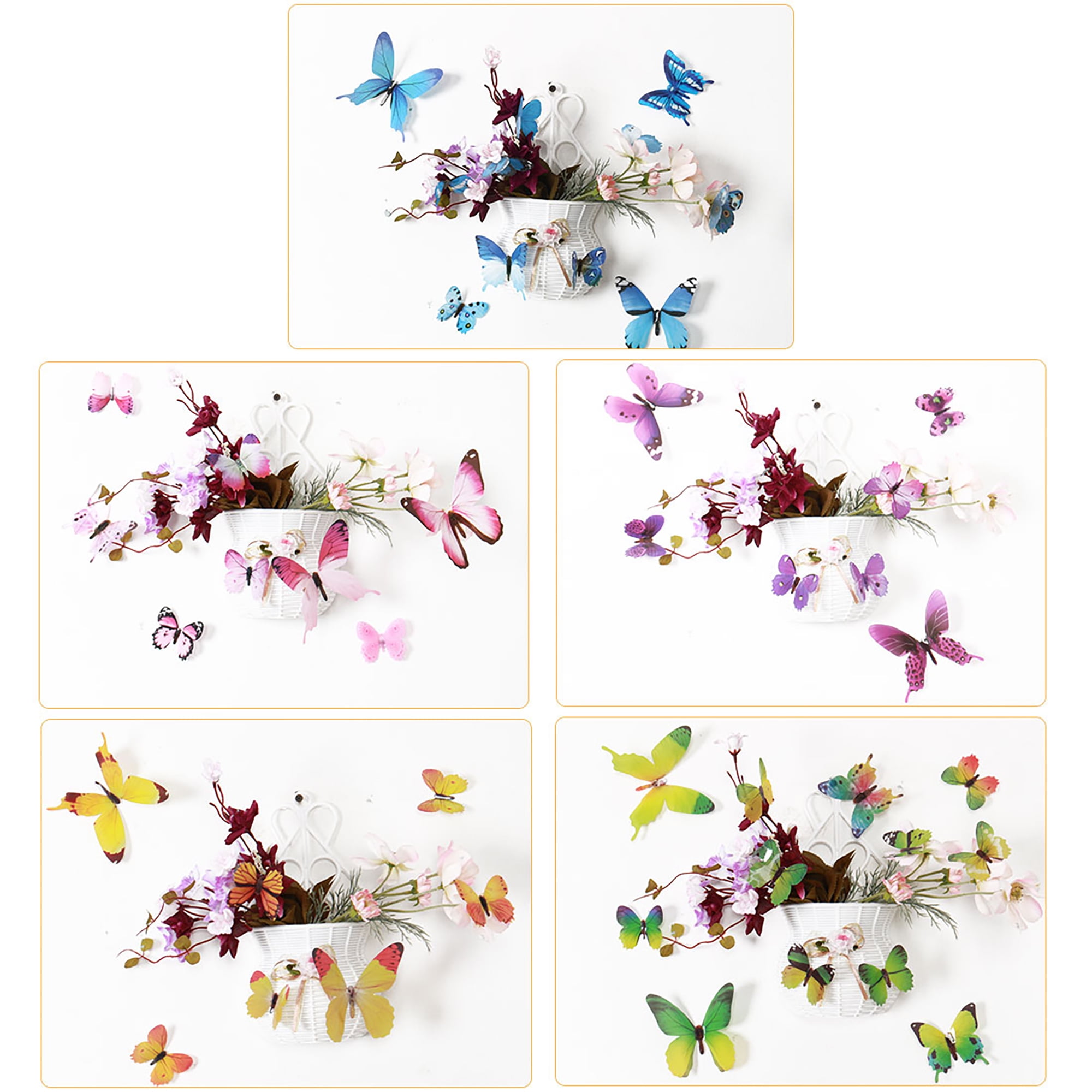 Uxcell 60 Pcs 3D Butterfly Wall Sticker Removable Delicate Stickers Art Decals for Bedroom Party