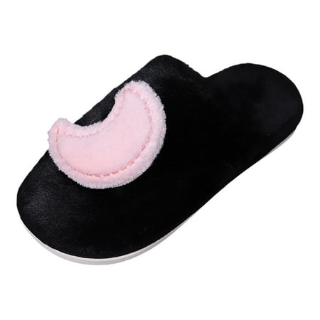 

YUHAOTIN Preppy Slippers Star Moon Cotton Slippers Girl s Home Indoor Plush Slippers Cute Plush Slippers Shower Slippers for Women Non Slip Wide Foot Summer Slippers