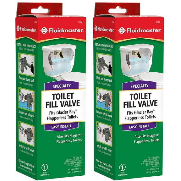 Fluidmaster IUYEHDUH 703AP4 Specialty Toilet Fill Valve for Glacier Bay and Niagara Conservation Flapperless Toilets 2 Pack