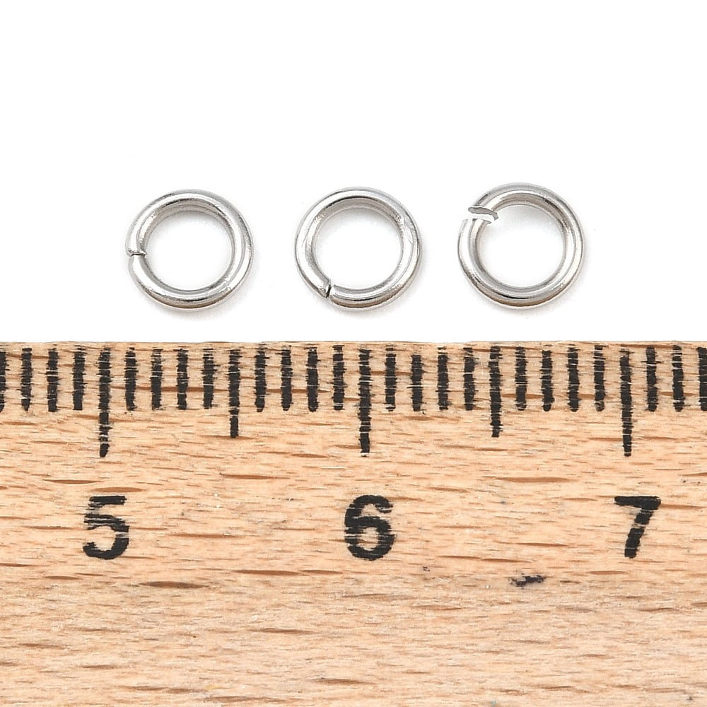 Resistant 304 Stainless Steel Open Jump Rings Saw Cut Seamless Round Stainless Steel Color 5x0.9mm 19 Gauge Inner Diameter: 3.2mm