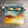 thumbnail image 2 of Ambesonne Sunset Quilted Coverlet 3 Pcs, Horizon Panorama, Queen Size, Yellow Blue, 2 of 2