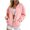 Pink, variant on Women Button Drop Shoulder Round Neck Long Sleeve Casual Loose Color Block Cardigan Jacket, Pink S