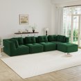 thumbnail image 2 of FFH 152" L-Shaped Sectionals for Living Room, 4 Seater Cloud Sofa with Ottoman, No Assembly, Green, 2 of 14
