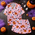 thumbnail image 5 of Halloween Pajamas Halloween Pumpkin Print Plus Size Button Nightwear Pajamas for Women Set, 5 of 8