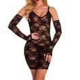 thumbnail image 2 of Vestido de ropa de dormir sexy para mujer Conjunto de lencería de perspectiva hueca Ropa interior de encaje, M Monstrate XX000106-02, 2 of 7