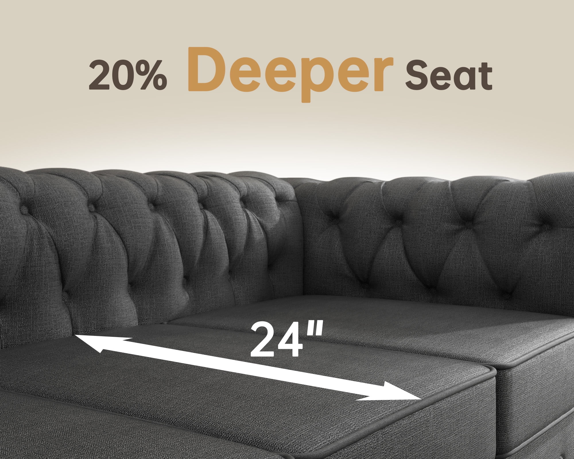 Morden Fort Linen Chesterfield Sofa, Accent Club Chair Charcoal Grey Living Room Chair