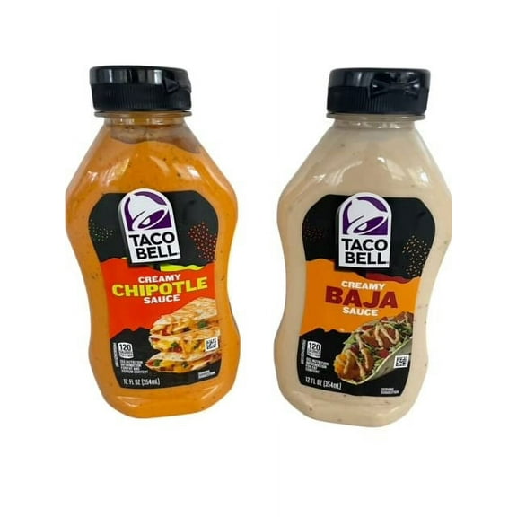 12 Oz Taco Bell Creamy Chipotle Sauce & 12 Oz Taco Bell Creamy Baja Sauce