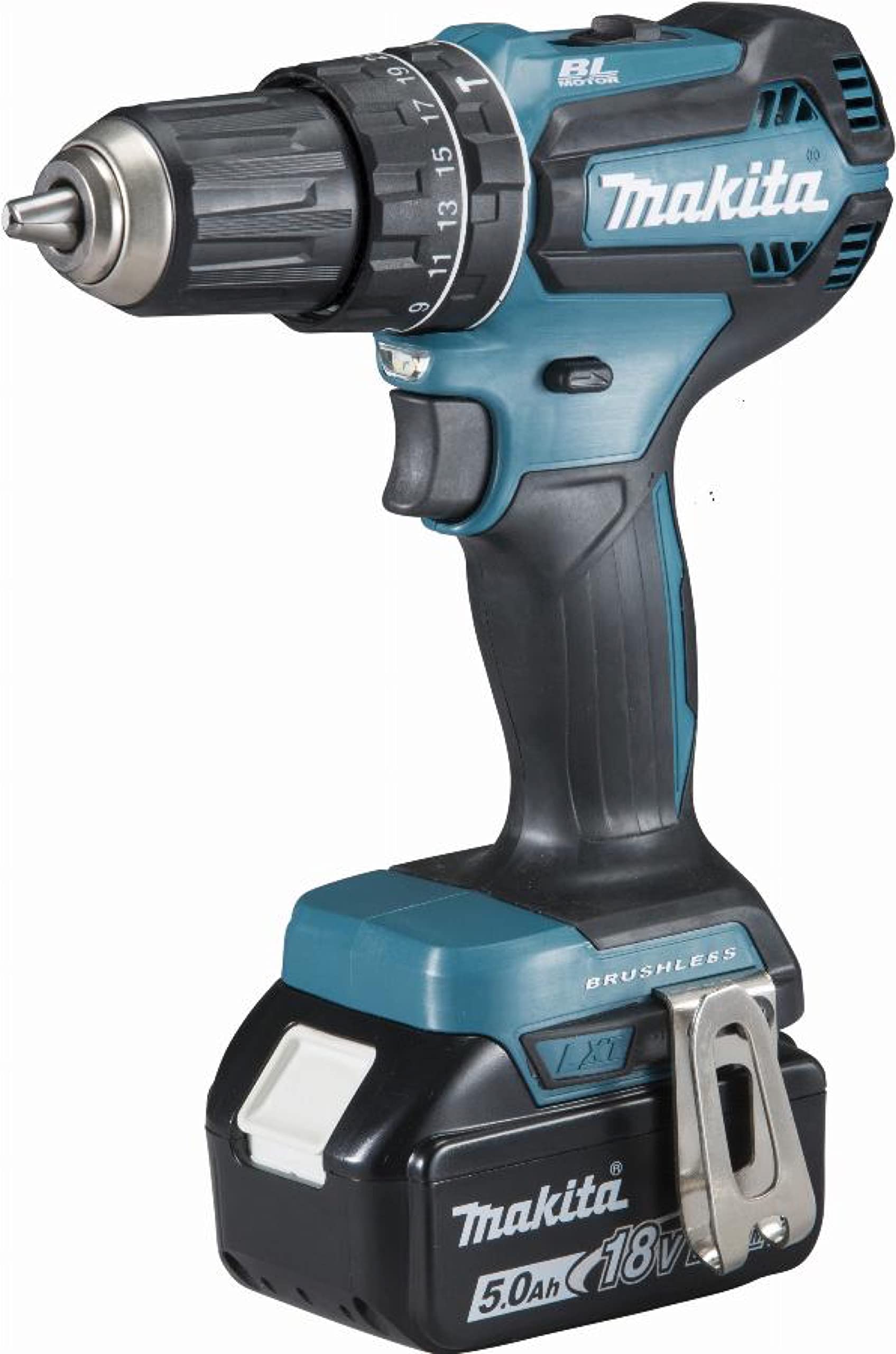 Makita DHP485RTJ 18V Li-ion LXT Brushless Combi Drill complete with 2 x 5.0 ah Li-ion Batteries