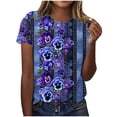 thumbnail image 3 of UPPADA Alzheimers Shirts,Summer Tops for Women 2024 Alzheimers Awareness Shirts Round Neck Dressy Casual Blouses Purple Ribbon Support Shirts Dementia Alzheimers Tshirts, 3 of 5