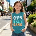 thumbnail image 5 of Kiijoy Tank Top for Girls Summer Beach Sleeveless Top Kids Letter Crewneck Tee, Sizes 2-15, 5 of 5