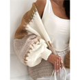 thumbnail image 6 of Women Oversized Cardigan Sweaters Open Front Color Block Lantern Long Sleeve Striped Knit Outwear Coats Khaki M, 6 of 8