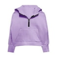 thumbnail image 5 of Mercatoo Girls Half Zipper Cropped Hoodi𝐞s Plain Cute Pullover Hoodi𝐞 Sweatshirts Teen Kids Soft Casual Jackets with Pockets, 5 of 8