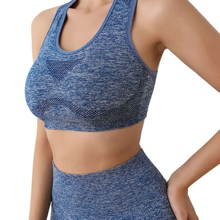 

Women s Sports Bra Moisture Absorption Quick Dry with Chest Pad for Fitness Yoga Training Gray Blue S/M