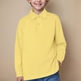 thumbnail image 2 of NIEWTR Boys Long Sleeve Polo Shirt Kids Casual Lightweight Collared School Uniform Shirts（A01-Yellow,5-6 Years), 2 of 5