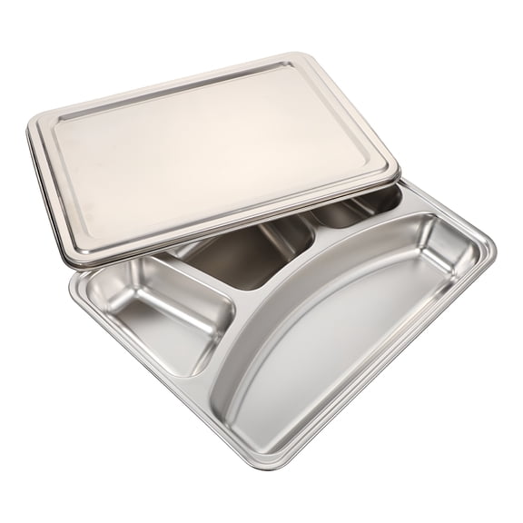 ACDANC Stainless Steel Divided Tray Plate with Lid,4-Compartment