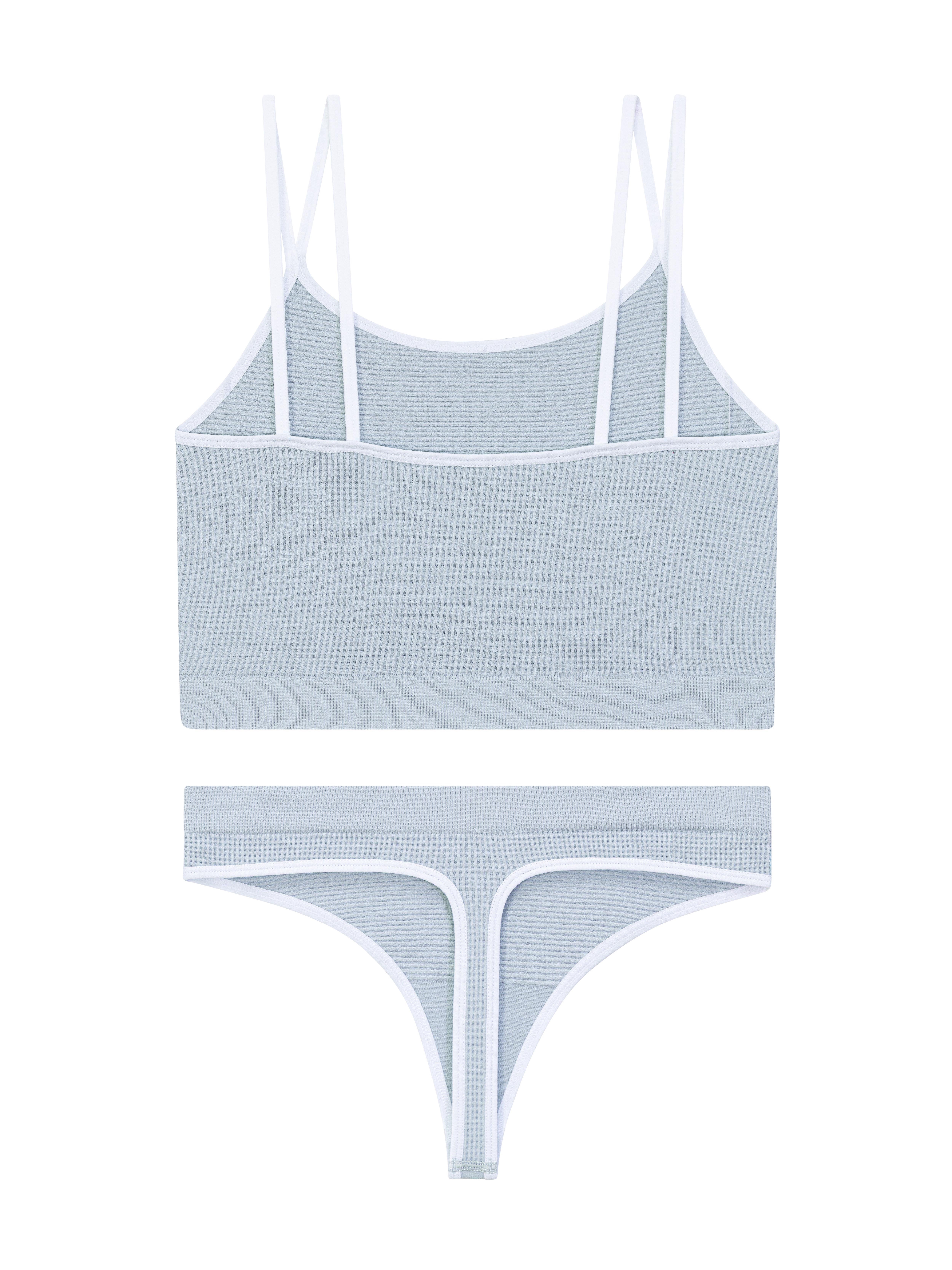 No Boundaries Seamless Cami Bra and Thong Panties Set, 2 Piece, Women's XS-XXXL