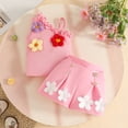 thumbnail image 2 of XZNPDUCQ Toddler Baby Girl Smocked Outfit Ruffle Halter Shirt Flared Pants Set Toddler Bell Bottom Outfit Summer Clothes Playwear Beach Outfits 9-12 Months,Pink, 2 of 9