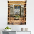 thumbnail image 1 of Rustic Tapestry, Weathered Facade of a Mountain Hut with Summer Mountain Reflections on Window, Fabric Wall Hanging Decor for Bedroom Living Room Dorm, 5 Sizes, Brown Green, by Ambesonne, 1 of 1