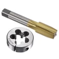thumbnail image 1 of Unique Bargains M22 x 2.5 Titanium Plated Straight Flute Thread Tap Round Die Tap and Die Set, 1 of 6