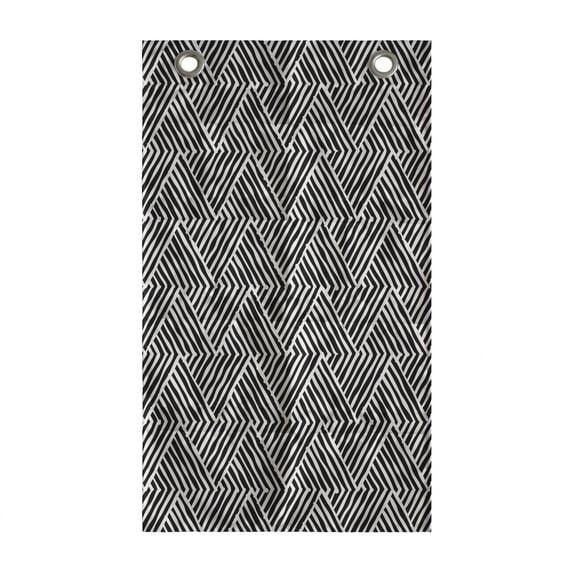Abstract Hanging Pocket Organizer, Monochrome Design Triangles Art of Brushstrokes Abstract Layout, Printed Polyester Storage Bag with Pockets, 21" x 31", White and Charcoal Grey