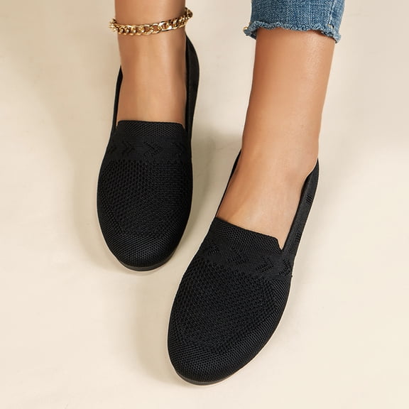 Kukoosong Womens Comfort Shoes Solid Color Round-Toe Flats Shoes Women Comfortable and Breathable Lightweight Soft Casual Shoe Flat Shoes Women Black 40