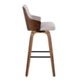 thumbnail image 2 of Stella 30" Mid-Century Modern Fixed-Height Barstool with Swivel in Walnut Wood, Beige Fabric and Square Black Metal Footrest by LumiSource - Set of 2, 2 of 4
