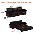 thumbnail image 3 of Chesterfield Sofa, 93.7" King Pull Out Sofa Bed, 3-In-1 Faux Leather Convertible Sleeper Sofa with Nailhead Trim & Rolled Arm,Multi-Functional Sofa Bed for Living Room, Bedroom (Black), 3 of 11