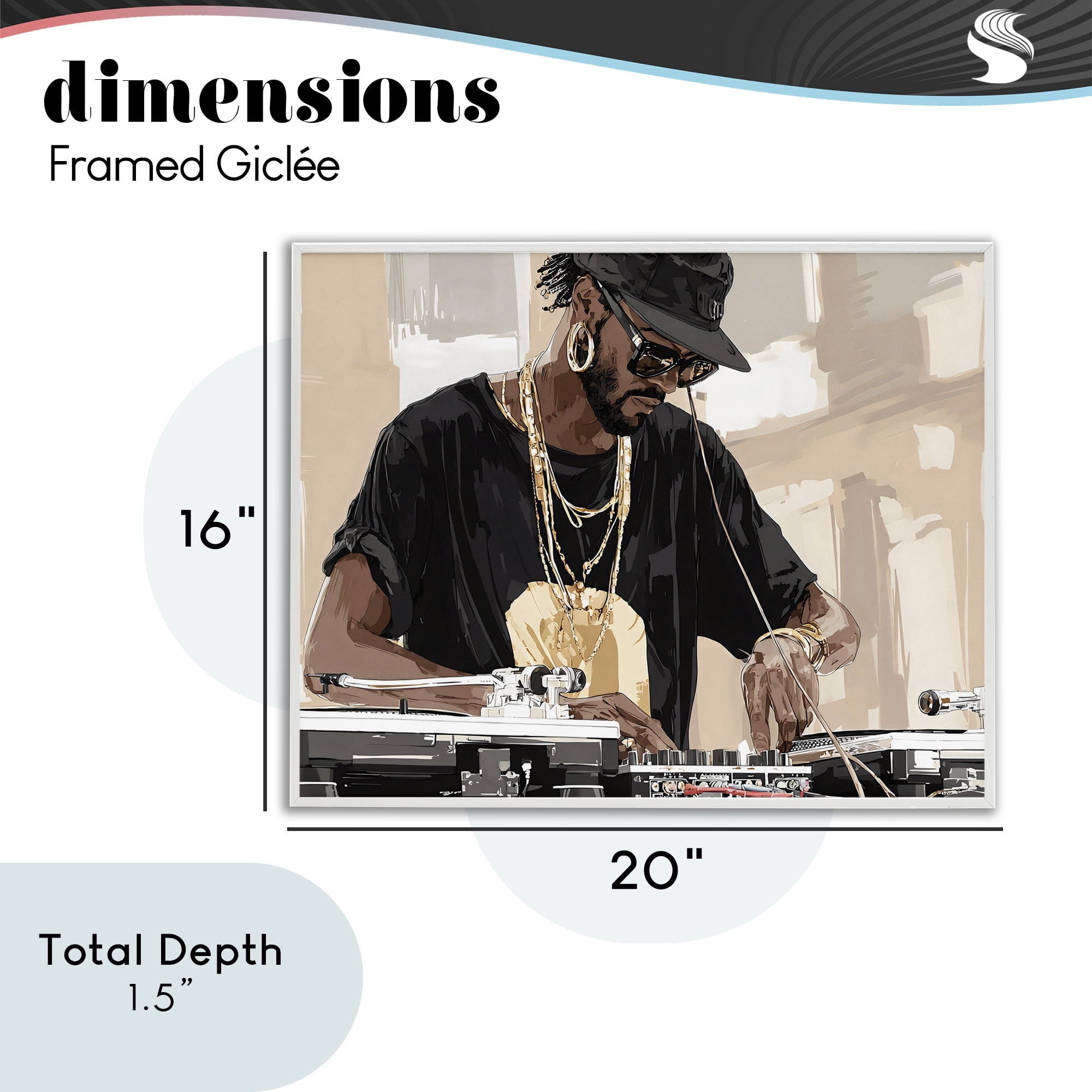 Stupell Industries Timeless DJ with Urban Rhythm White Framed Giclee Art, design by Franklyn Gregory