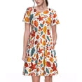 thumbnail image 1 of Vsdgher Feuilles d'Érable Colorées pour Femmes Été 2025 Robes Midi Maxi Décontractées Légères Manches Courtes Col Rond Robe de Plage, 1 of 6