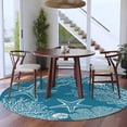 thumbnail image 3 of Blue Coastal Round Area Rug 6Ft Washable Circle Rugs for Bathroom Office, Starfish Coral Summer Beach Ocean Non-Slip Carpet Floor Mats Indoor Outdoor Carpet Runner Aesthetic Home Decor, 3 of 8