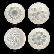 HGYCPP 4Pcs Flower Epoxy Resin Mold Kits Camellia Sunflower Rose Pendant Mold Jewelry Making Tools