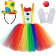 thumbnail image 2 of Disfraz de payaso de circo para niñas, disfraz de Halloween, disfraz de Joker divertido de arcoíris, vestido de tul para fiesta de carnaval y cumpleaños para niñas, 2 of 5