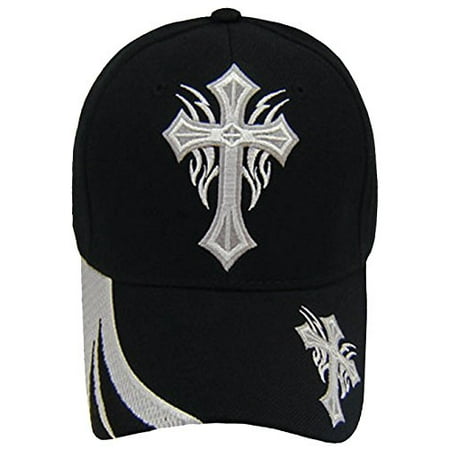 Iron Cross Hat Cap - Christian Hat Religious Cross Black and White Baseball Cap Mens Womens