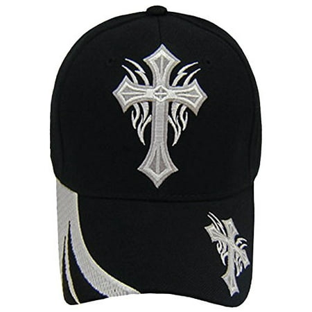 Christian Hat Religious Cross Black and White Baseball Cap Mens Womens