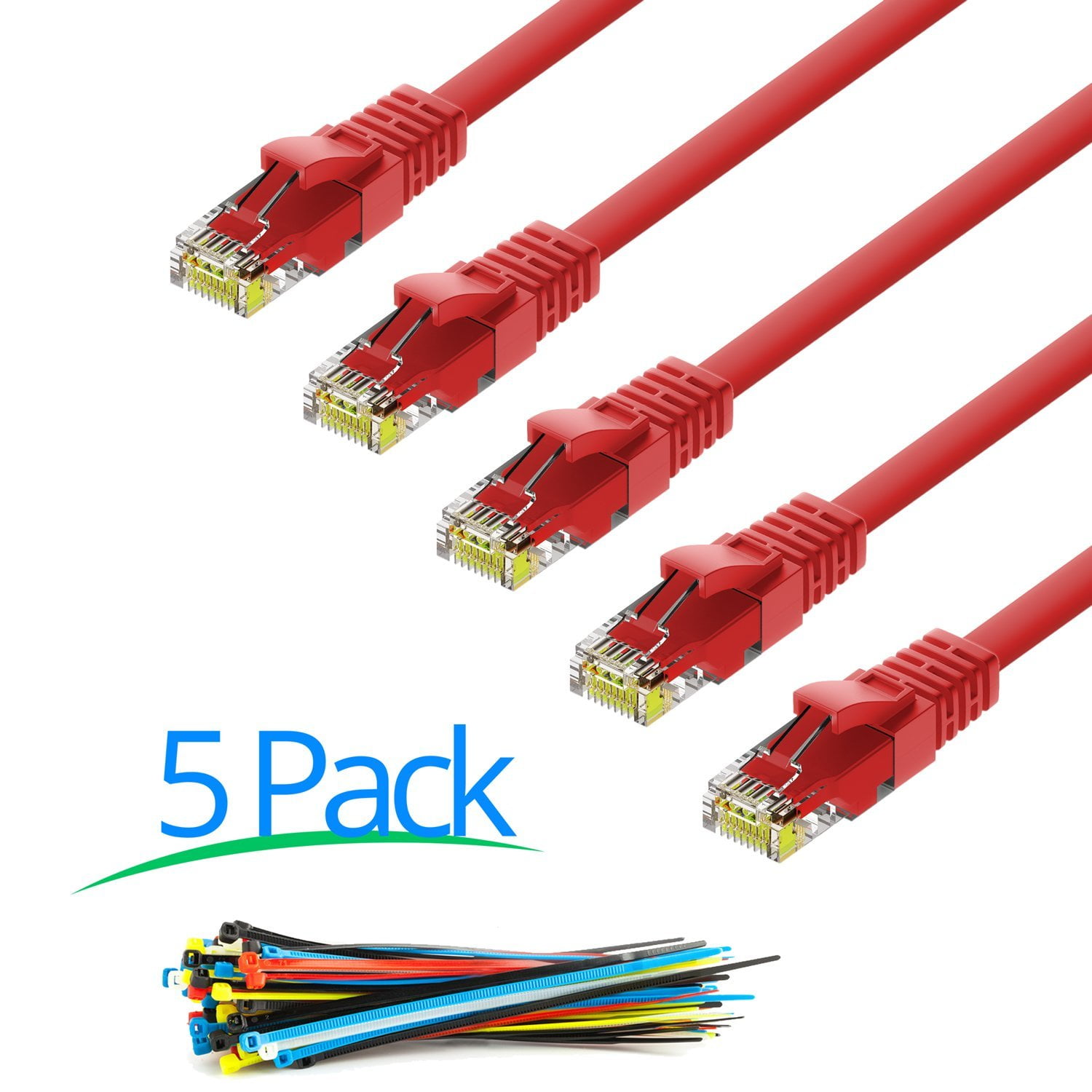 Cat6 Cable ? 7 Feet Cord 5 Pack RJ45 Gigabit
