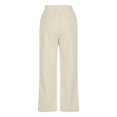 thumbnail image 4 of Inleife Ladies' Casual Pants Wide Leg Drawstring Color Blocked Pocket Pants Long Pants for Women, 4 of 5