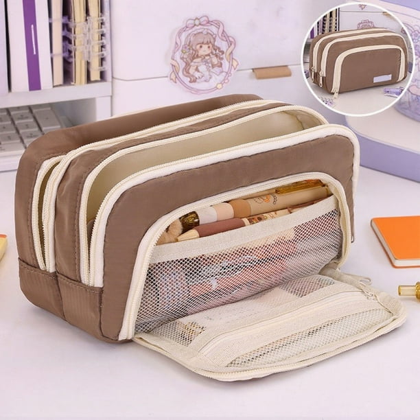 Estuche de Gran Capacidad Zkr250731644 | Estuche de Tela Resistente con Cremallera para Bolígrafos | Organizador Multifunción para La Escuela, La Oficina, Viajes, Maquillaje, Brochas y Pinceles | Bol