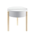 thumbnail image 1 of Mesa auxiliar redonda Benjara de madera con almacenamiento oculto, color blanco y marrón, 1 of 5