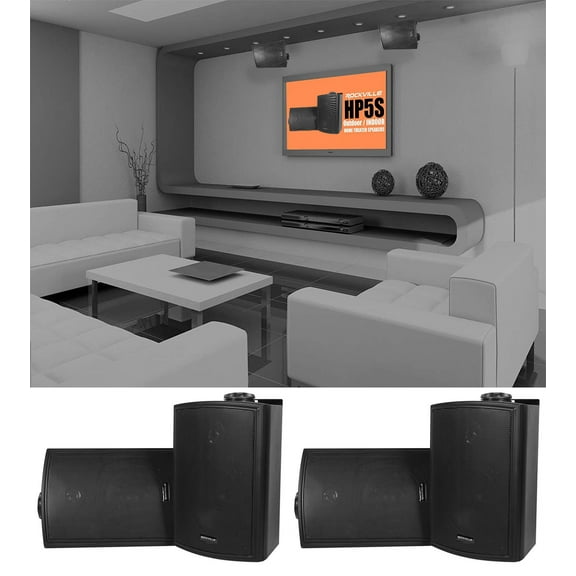 (4) Rockville HP5S-8 Black 5.25" Outdoor/Indoor Home Theater Swivel Speakers