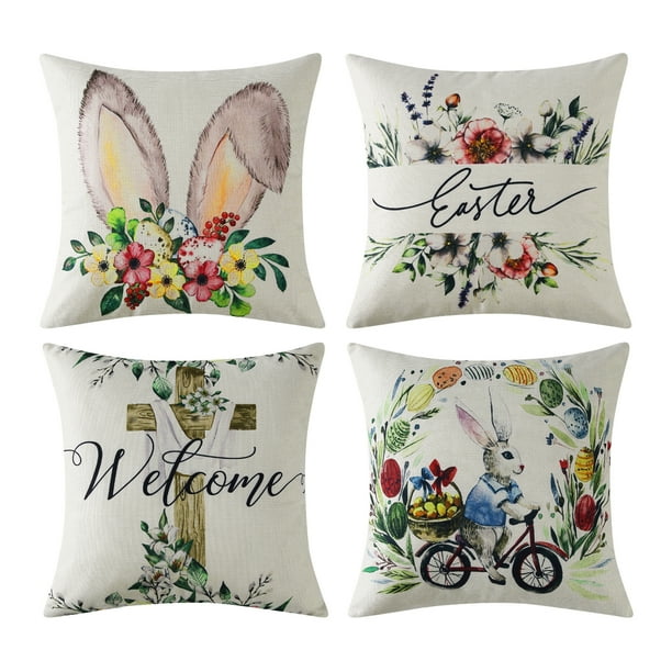 HAEMORE Easter Throw Pillow Covers Decorative 18x18 Spring Pillow