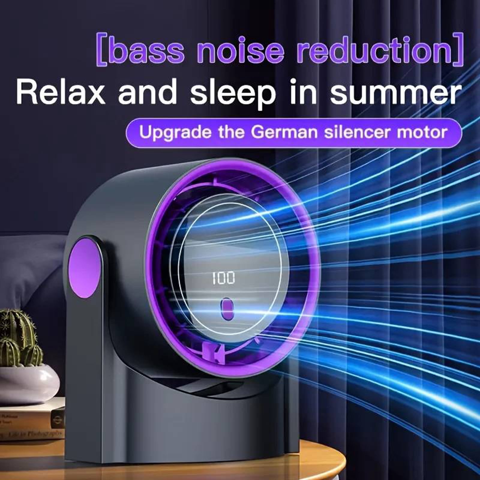 HAHUT Small Table Fans, 100 Speeds Digital Display Turbo Desk Fan with Rechargeable Battery, 1200mAh Portable Wall-Mounted Desk Fan for Office Bedroom Home Kitchen (Gray)