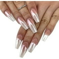 thumbnail image 2 of Polvo de uñas de cromo blanco perlado mágico, polvo de uñas con purpurina sólida, concha de hada, polvo de manicura holográfico, hielo transparente, pigmento de aurora lunar con demasiado, 2 of 5