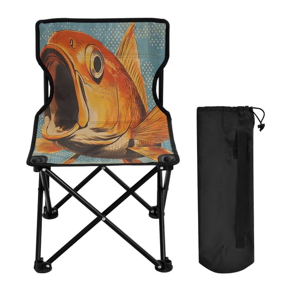 BZSMCE Camping Chairs Modern Golden Fish in A Dreamy Blue Ocean Pattern Folding chair
