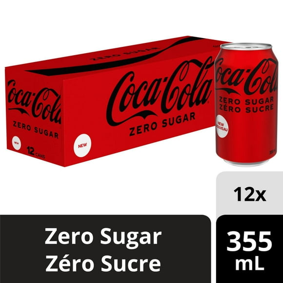 Coca-Cola zéro sucre 355mL Canettes, paquet de 12 12 x 355 mL
