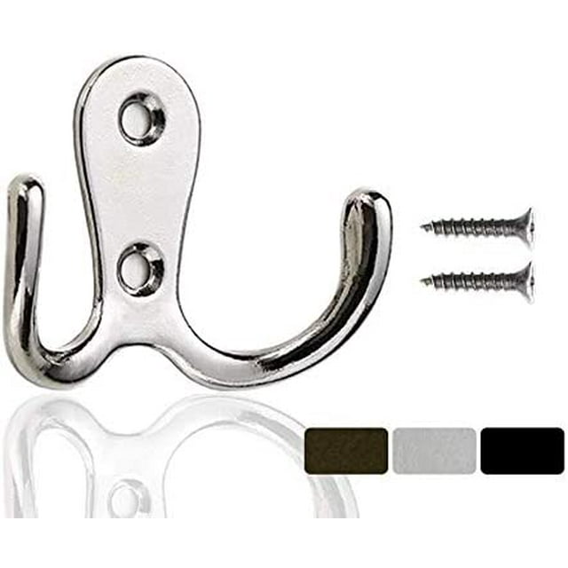 Coat Hook 10 Pieces Double Metal Hooks And Racks Storage With Screws For Home, Shelves, Drawers, Lockers