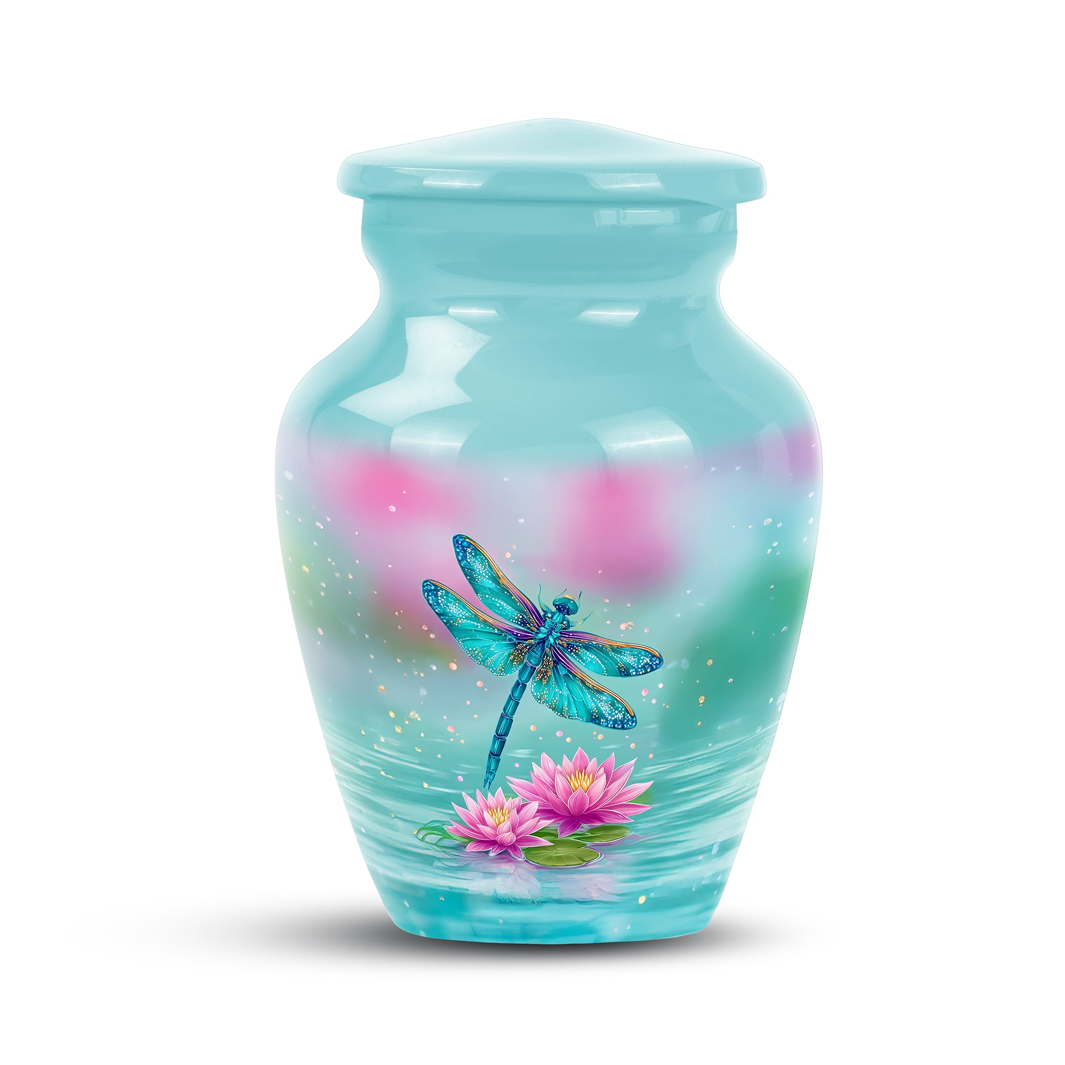 Dragonfly Urn For Ashes Adult Male - Small Urns For Human Ashes Adult Female - Keepsake Urn For Mom - Pink Flower Urns For Adult Human Women ( Size:-3inch 2pc )